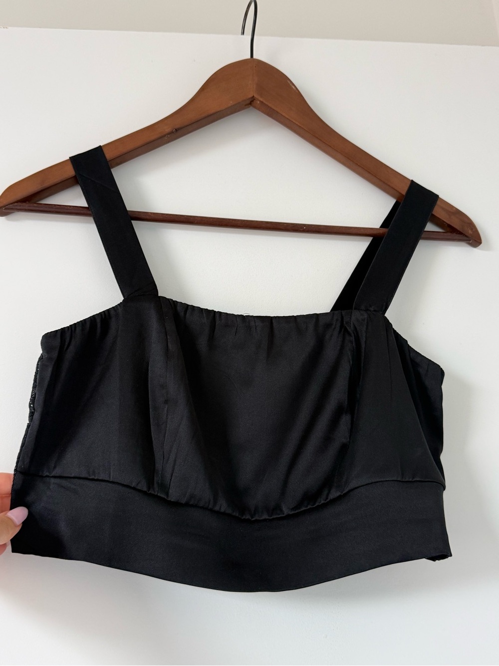 Black Silk Crop Tank Top - Women